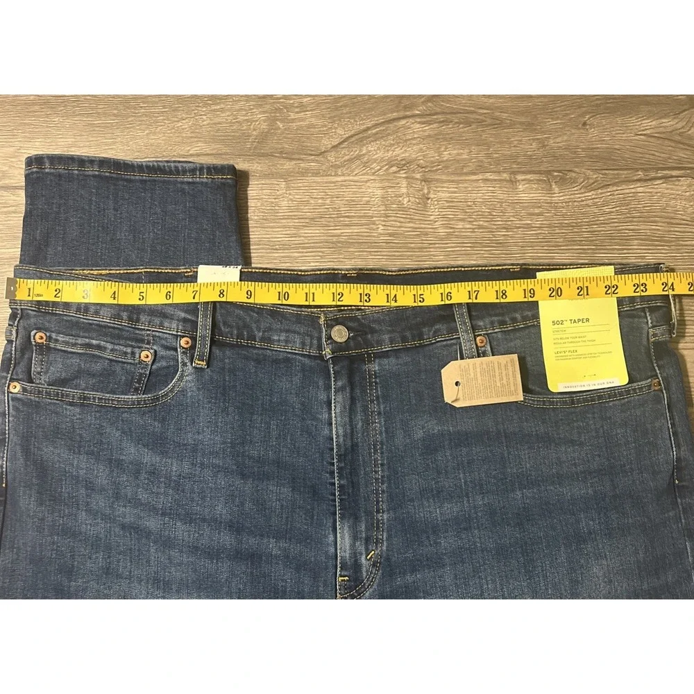Levi's 502 Taper Dark Wash Stretch Flex Blue Jeans Size 48x32, New With Tags